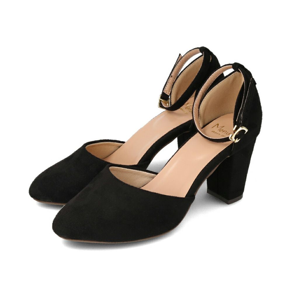 menue（メヌエ） アンクルストラップ付 ポインテッドトゥ 7.5cmヒールパンプス