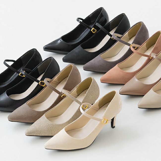 menue（メヌエ） イイ女ポインテッド ストラップ7cmヒールパンプス 