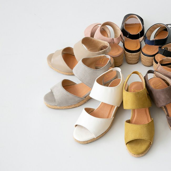 menue（メヌエ） ゴムストラップ 5㎝ヒール ジュートサンダル