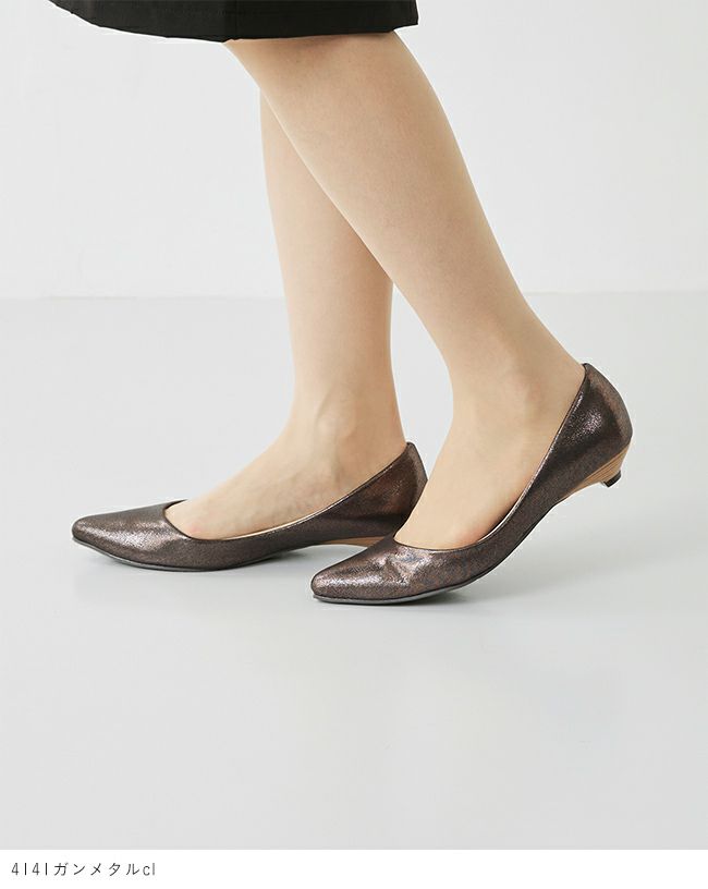 menue（メヌエ） ポインテッドトゥ ローヒール パンプス