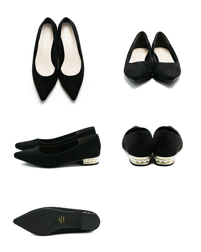 menue（メヌエ） ヒールコンシャス パールモチーフ ポインテッドトゥ パンプス