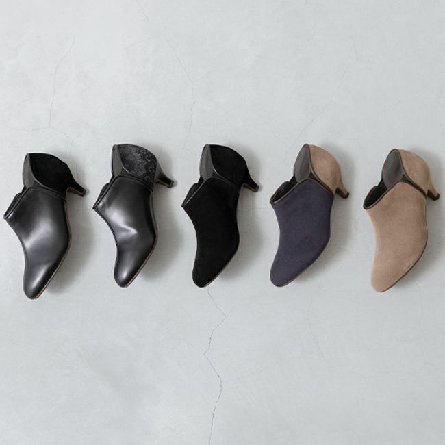 menue（メヌエ） バイカラー サイドゴア ブーティ 5cmヒール