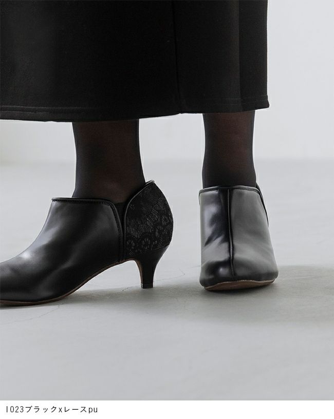 menue（メヌエ） バイカラー サイドゴア ブーティ 5cmヒール