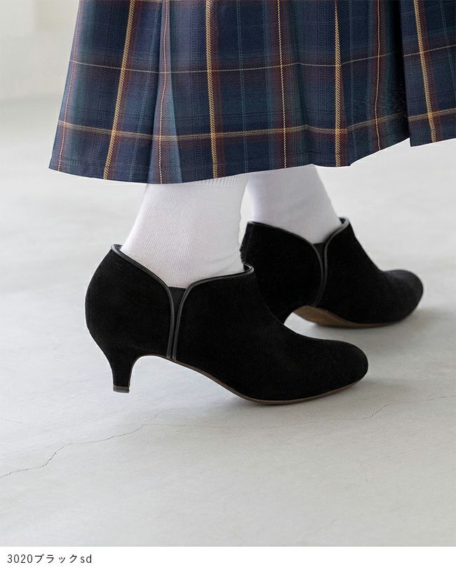 menue（メヌエ） バイカラー サイドゴア ブーティ 5cmヒール