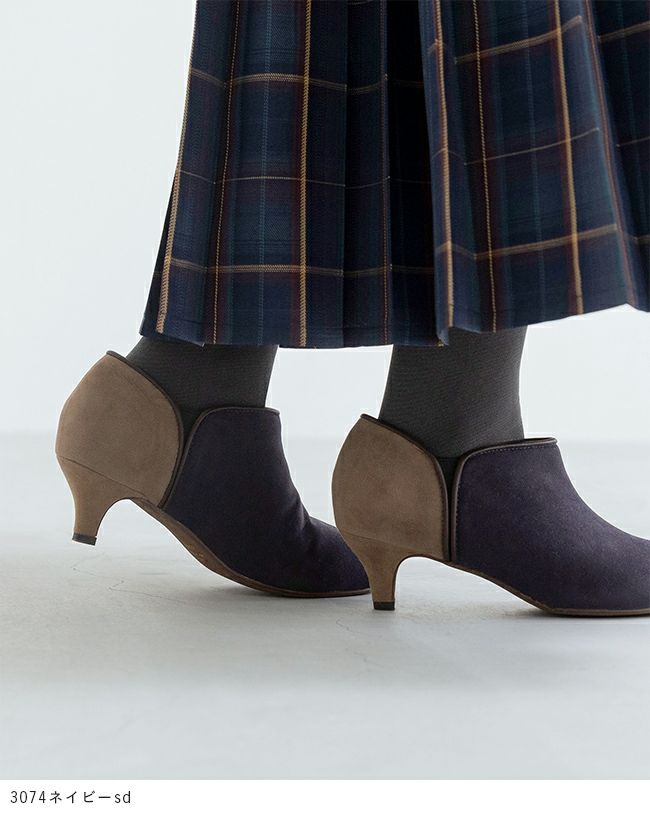 menue（メヌエ） バイカラー サイドゴア ブーティ 5cmヒール