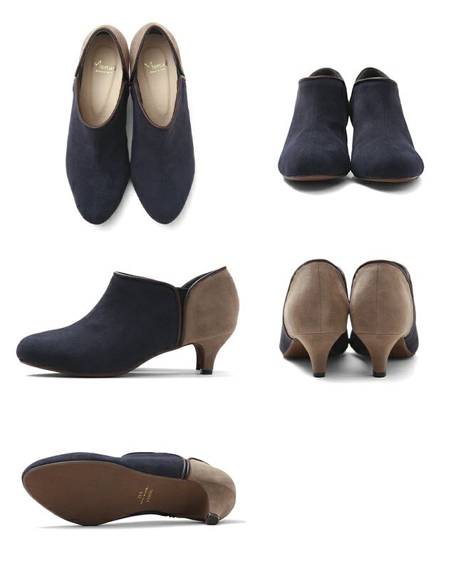 menue（メヌエ） バイカラー サイドゴア ブーティ 5cmヒール