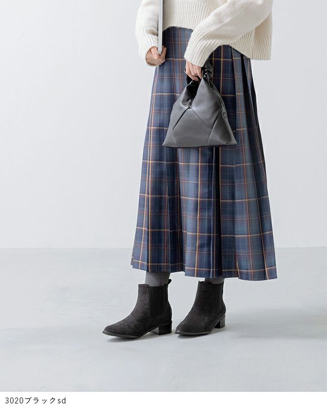 menue（メヌエ） ポインテッドトゥ ローヒール サイドゴア ブーツ