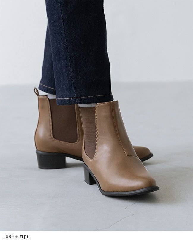 menue（メヌエ） ポインテッドトゥ ローヒール サイドゴア ブーツ