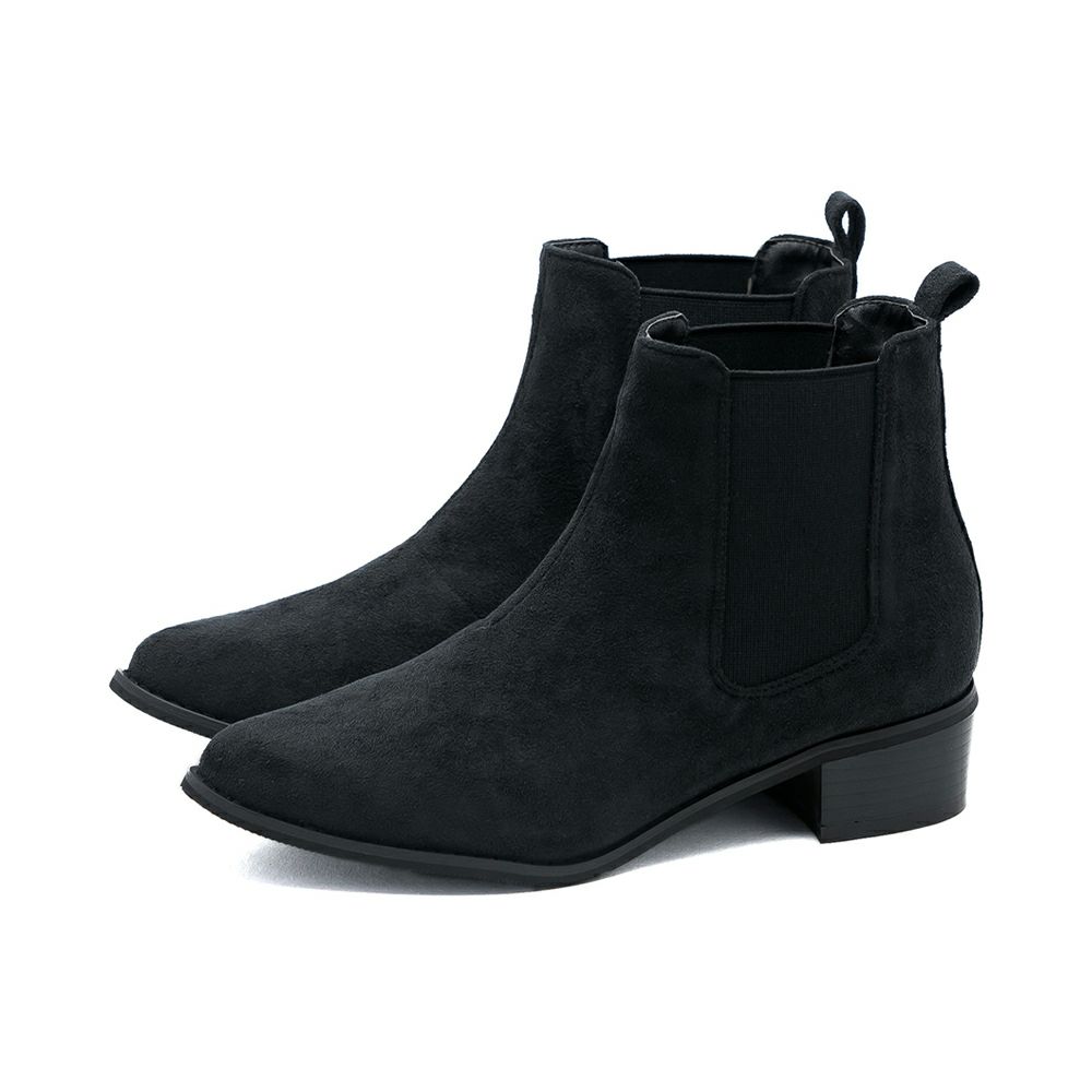 menue（メヌエ） ポインテッドトゥ ローヒール サイドゴア ブーツ