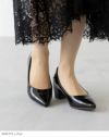 flune（フリューン） 幅広 4E ポインテッドトゥ チャンキーヒール パンプス freely