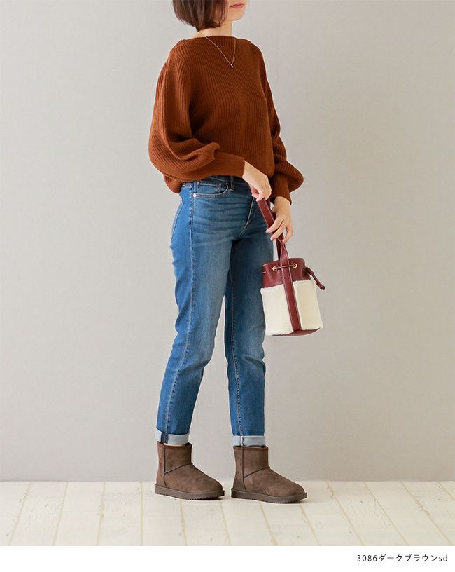 完全防水 ムートンブーツ風 レインブーツ