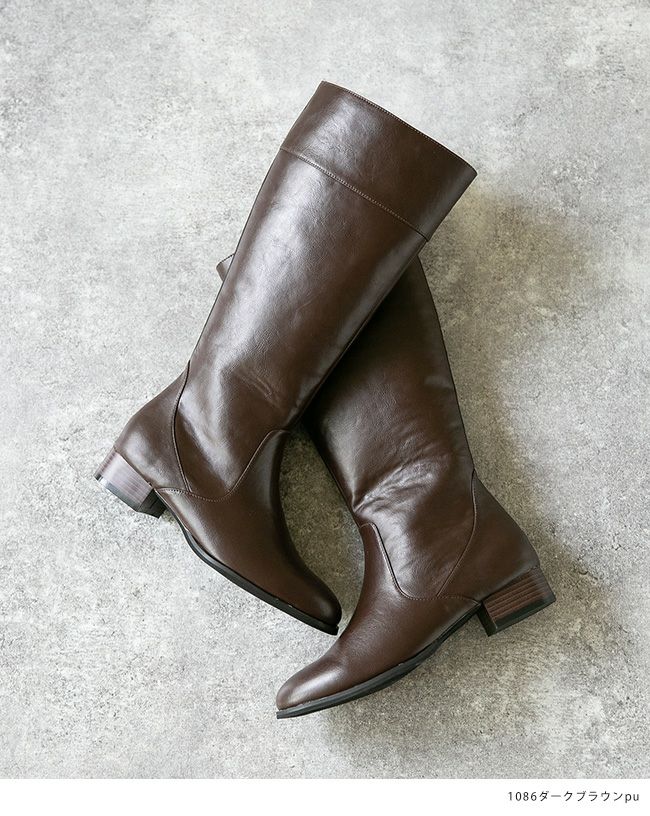 menue（メヌエ） 3cmヒール サイドジップ ロングブーツ