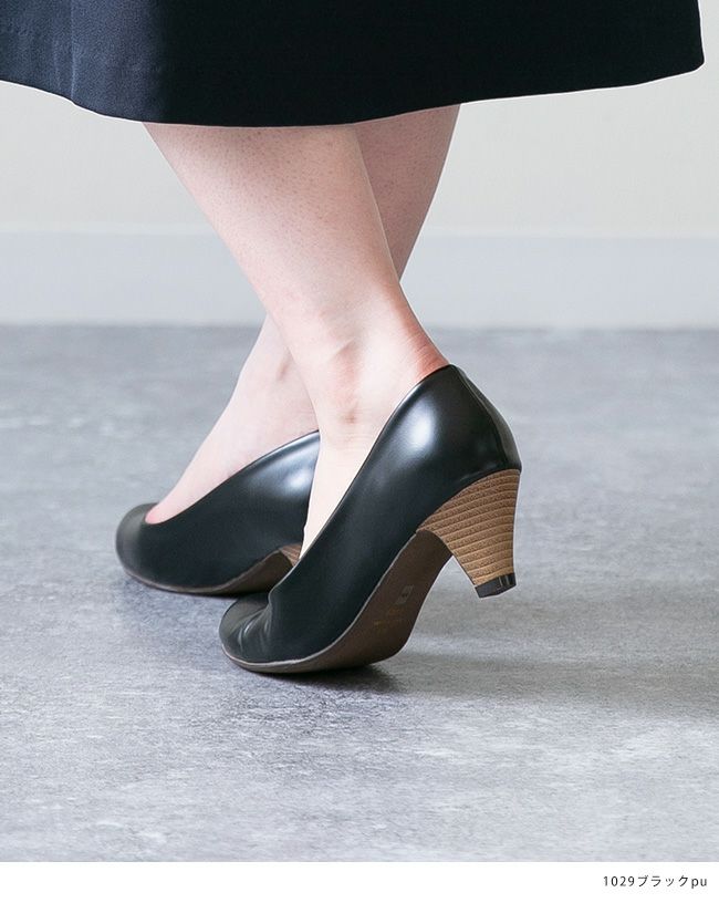 選べる3タイプの5cmヒール ウェッジ＆太ヒール ラウンドトゥ パンプス