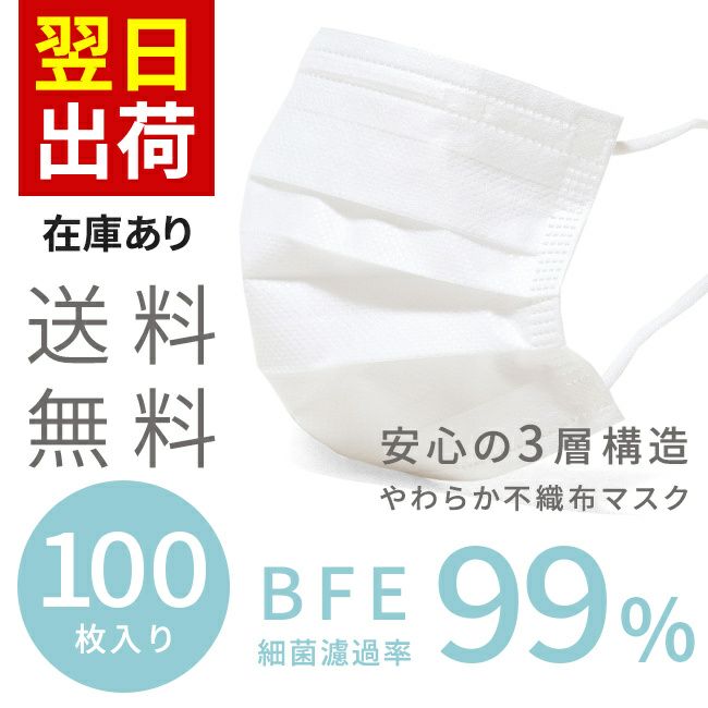 不織布マスク 100枚 3層構造 ウイルス対策 | welleg（ウェレッグ