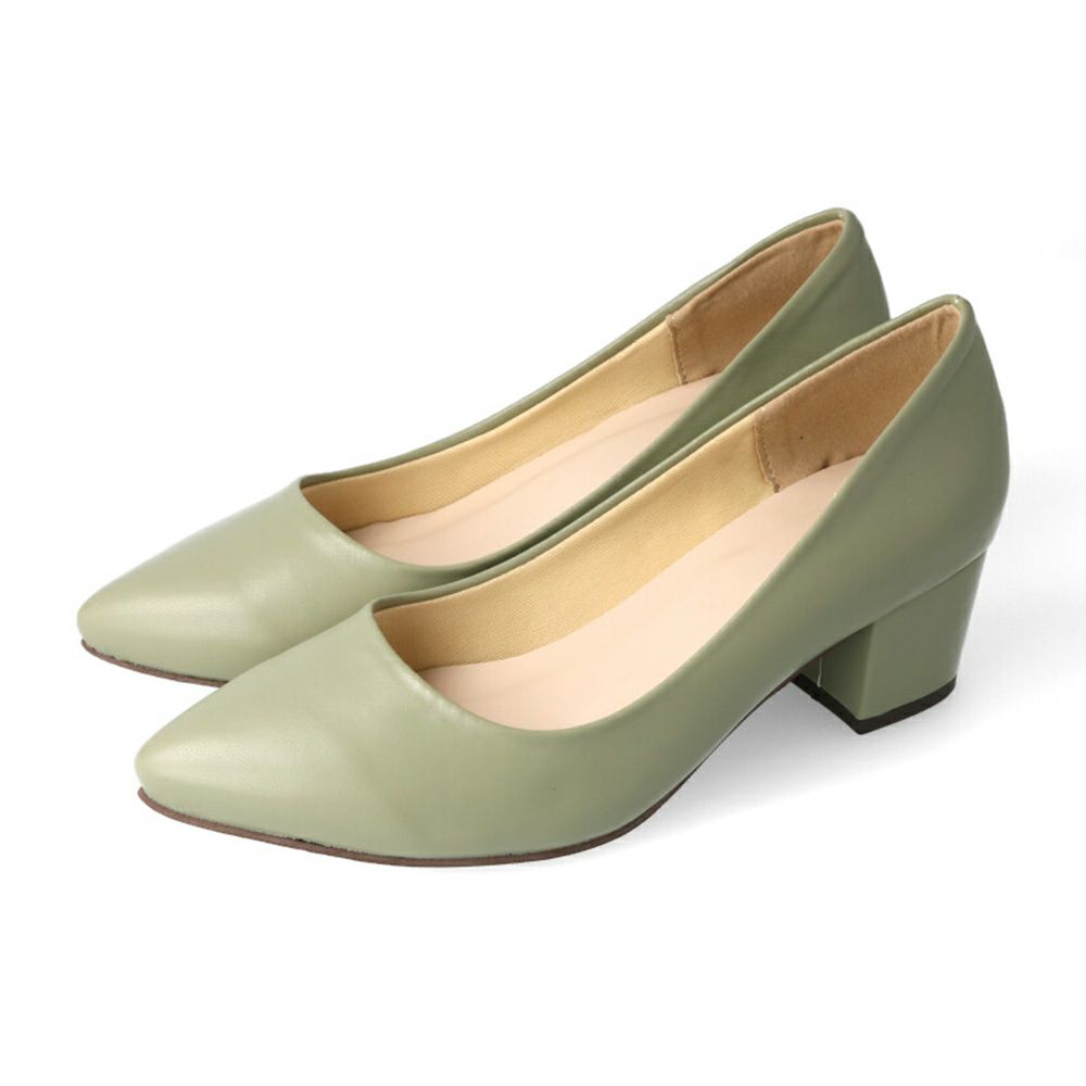 menue（メヌエ） チャンキーヒールポインテッドトゥパンプス