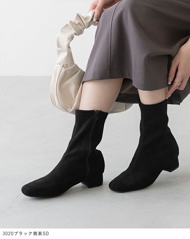 menue (メヌエ) スクエアトゥストレッチブーツ