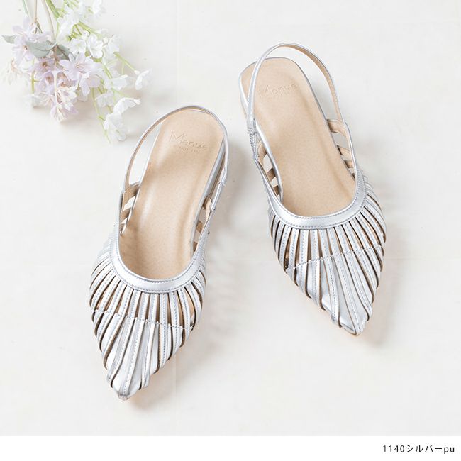 menue（メヌエ） シースルーバックストラップパンプス