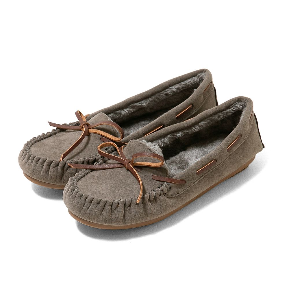 mooimooi（モーイモーイ） フェイクファーリボン甲浅モカシン