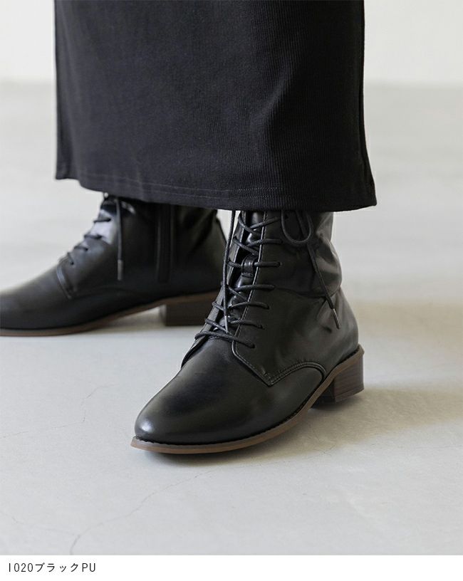 menue（メヌエ） レースアップ ミドルブーツ