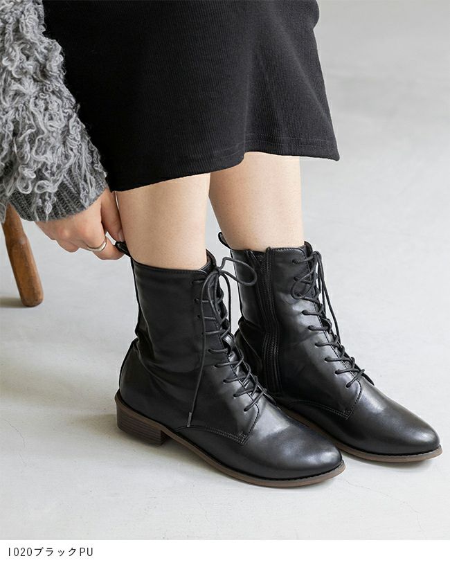 menue（メヌエ） レースアップ ミドルブーツ