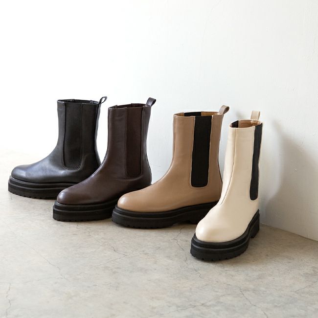 menue (メヌエ) トラックソールサイドゴア厚底ブーツ