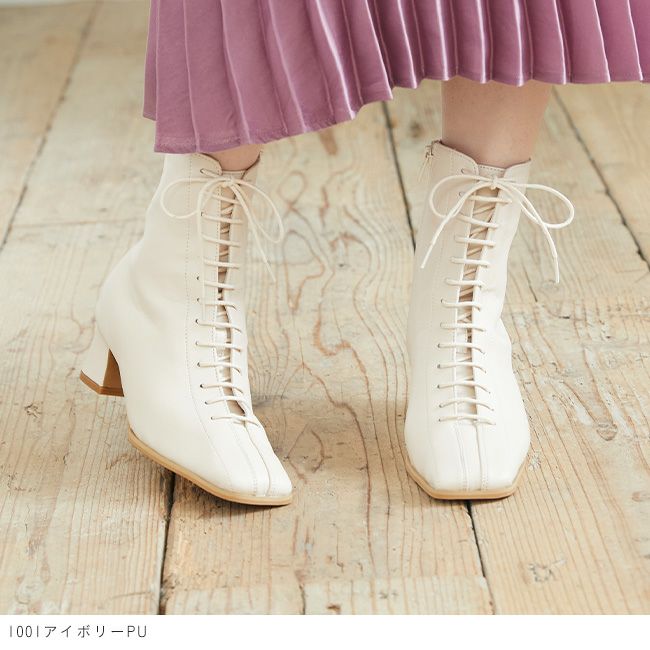 menue (メヌエ) スクエアトゥレースアップブーツ