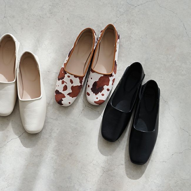 menue (メヌエ) スクエアトゥ フラットヒール 2way バブーシュ