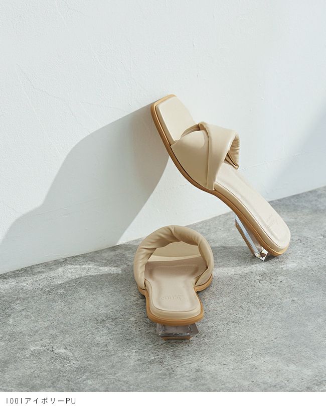 menue (メヌエ) クリスタル シェイプクリアヒール パデッドサンダル