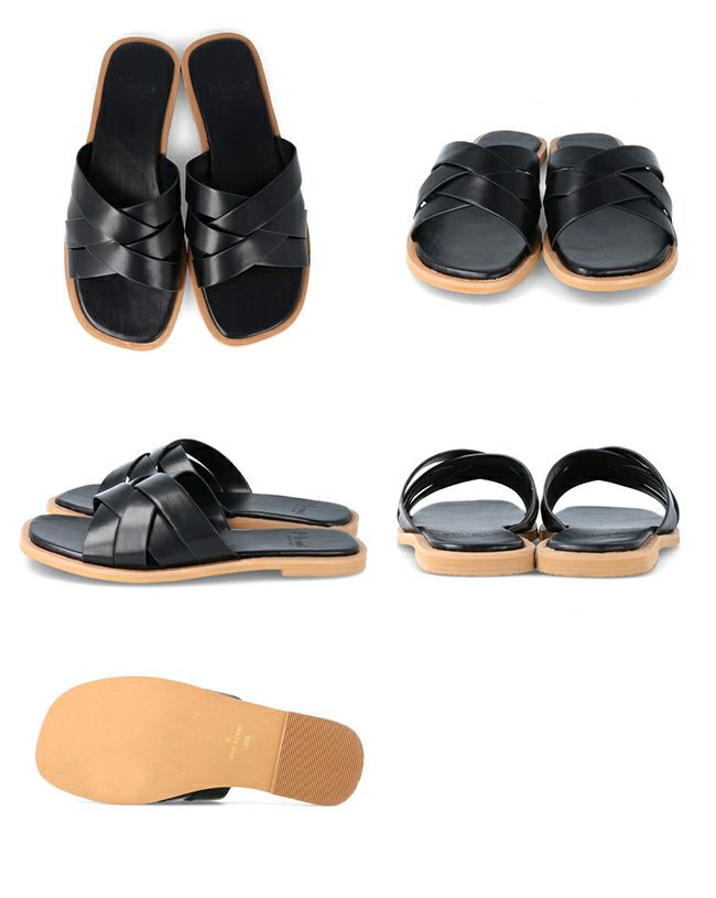 menue (メヌエ) スクエアトゥ 編み込み サンダル