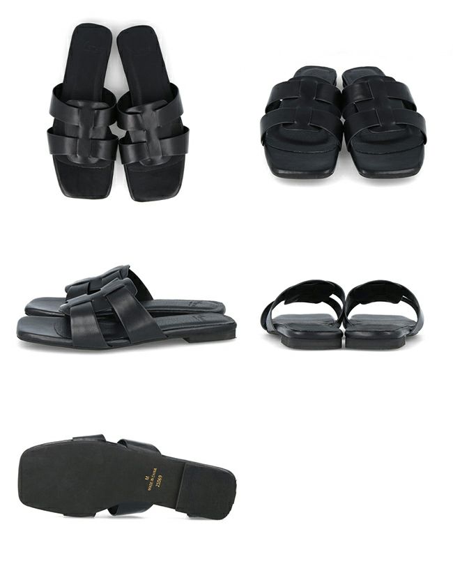 menue (メヌエ) 編み込みストラップ フラットヒール サンダル