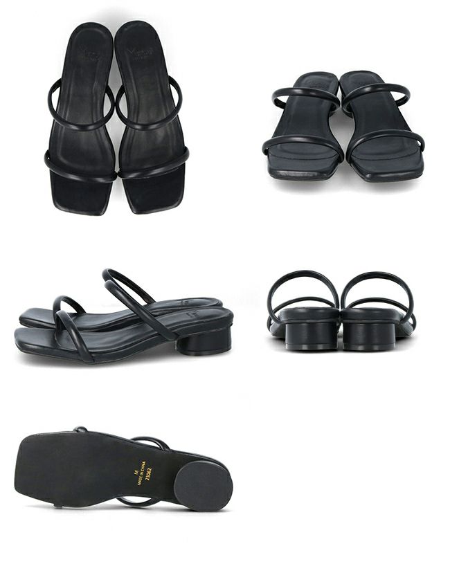 menue (メヌエ) ぷっくりストラップ変形ヒールサンダル