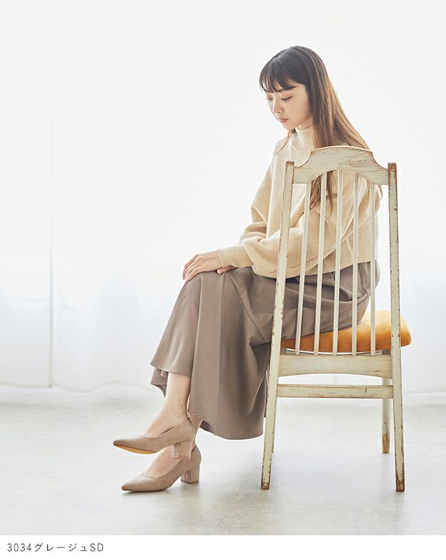 menue (メヌエ) ポインテッドトゥ チャンキーヒール パンプス