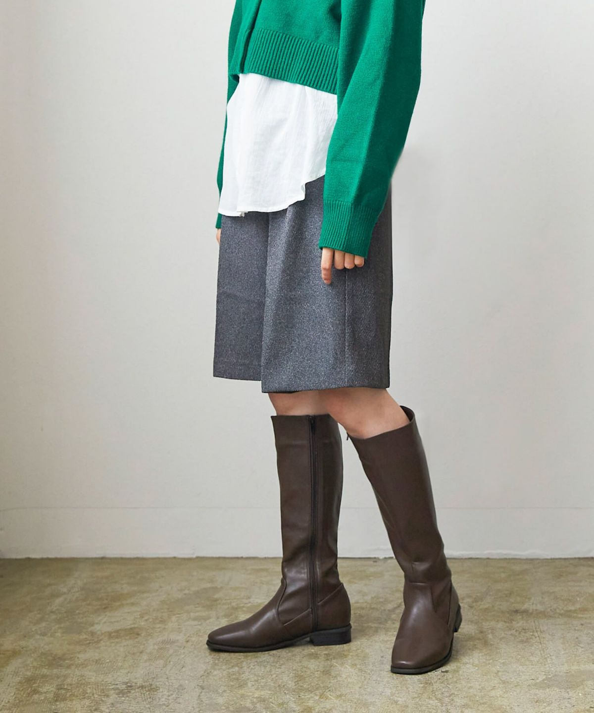 menue (メヌエ) スクエアトゥシンプルロングブーツ