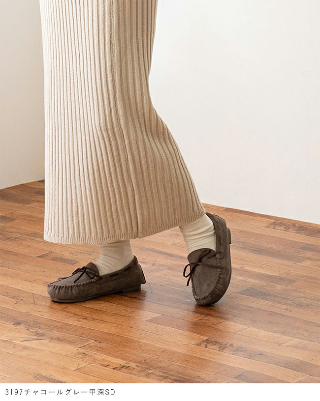 mooimooi (モーイモーイ) 撥水リボン甲深モカシン