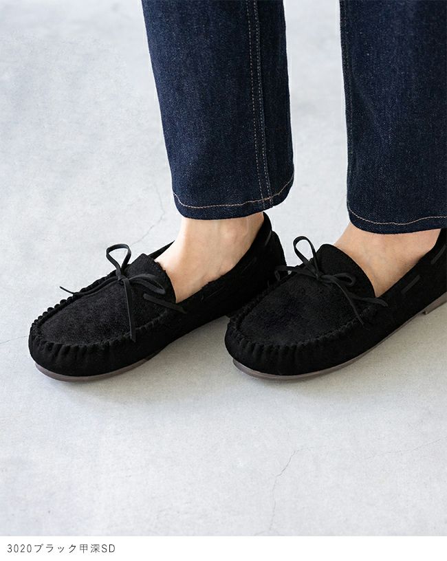 mooimooi (モーイモーイ) 撥水リボン甲深モカシン