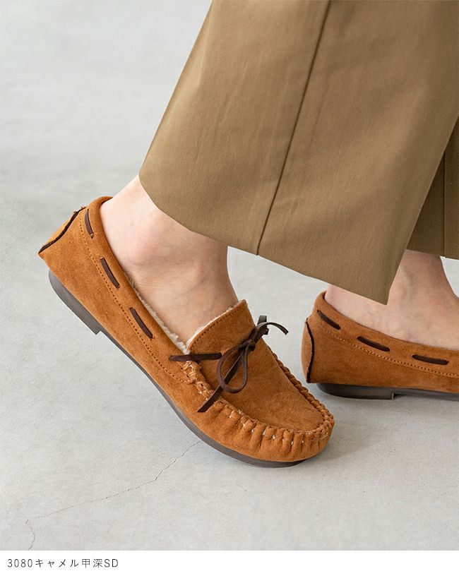 mooimooi (モーイモーイ) 撥水リボン甲深モカシン