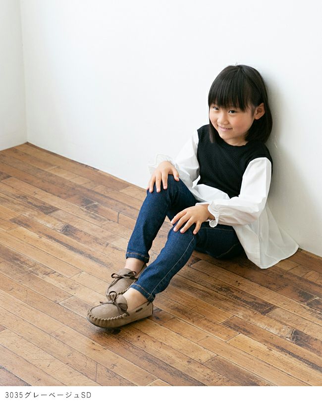 mooimooi (モーイモーイ) 撥水 キッズ リボンモカシン