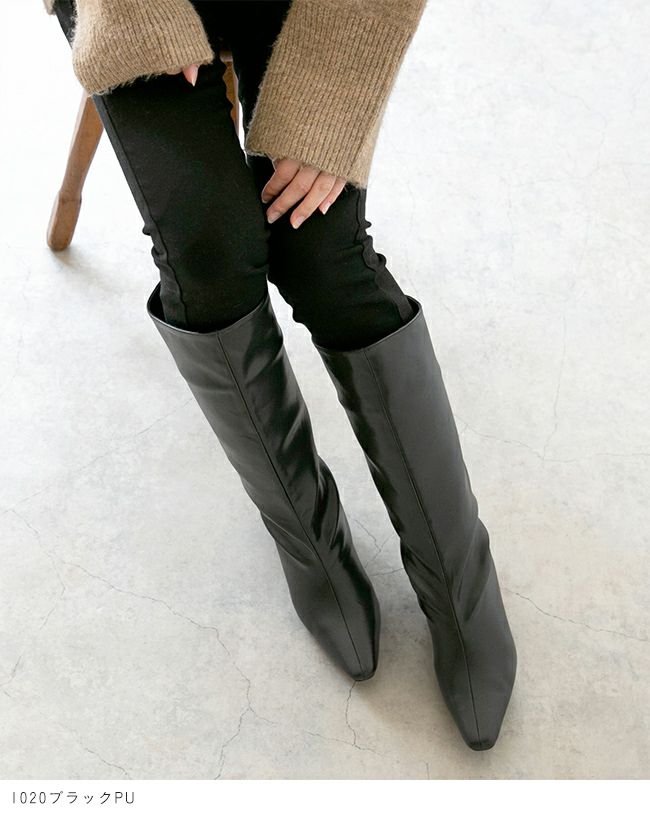 menue (メヌエ) プレートヒールロングブーツ