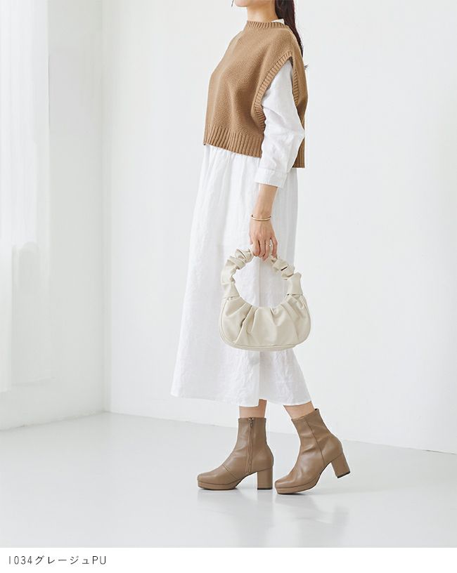 flune (フリューン) スクエアトゥ プラットフォーム ヒールブーツ