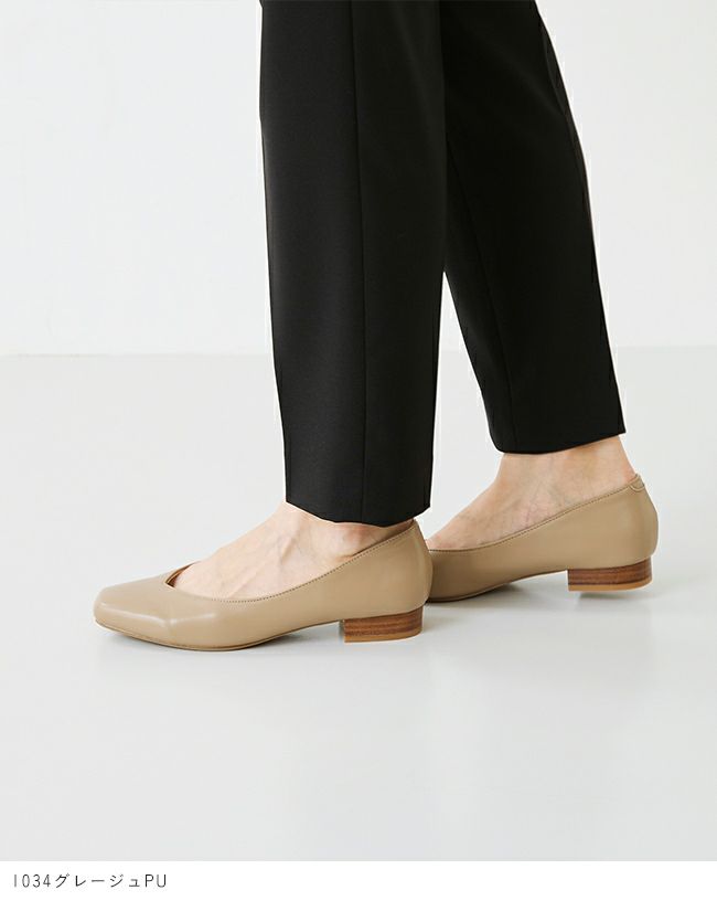 menue (メヌエ) Vカット スクエアトゥ スタックヒール パンプス