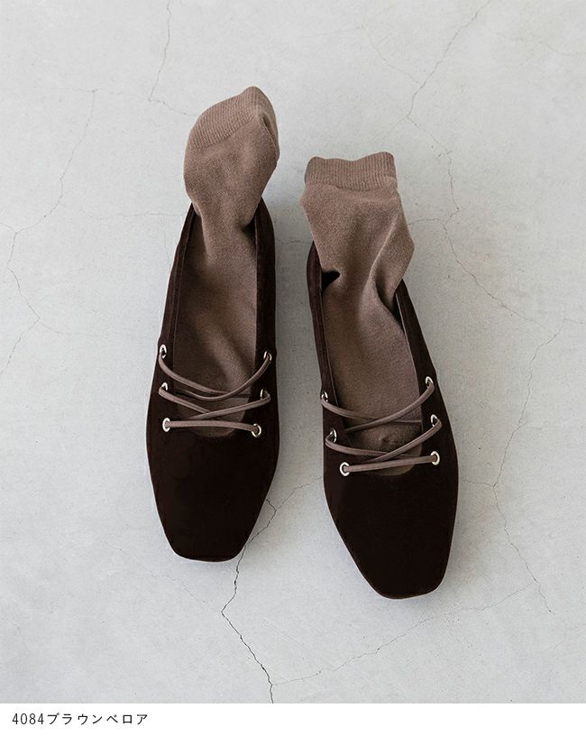 menue (メヌエ) レースアップ スクエアトゥ パンプス