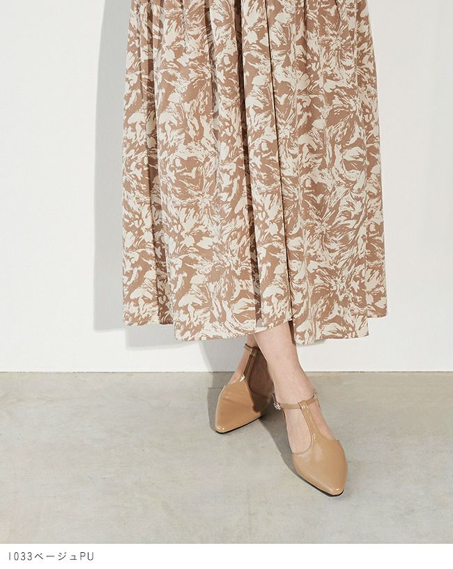 menue (メヌエ) Tストラップ 変形ヒール パンプス