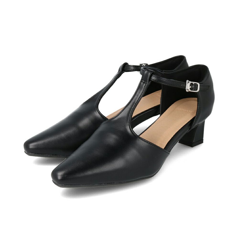 menue (メヌエ) Tストラップ 変形ヒール パンプス