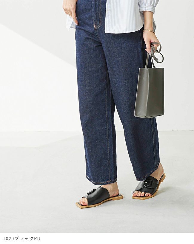 menue (メヌエ) エッジ スクエアトゥ フラットサンダル