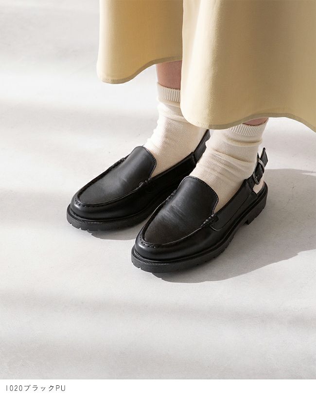 menue (メヌエ) バックストラップ 厚底 ローファー