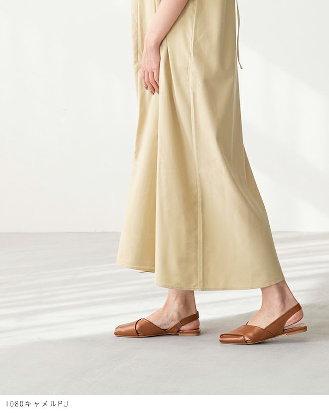 menue (メヌエ) クロスデザイン スリングバックサンダル