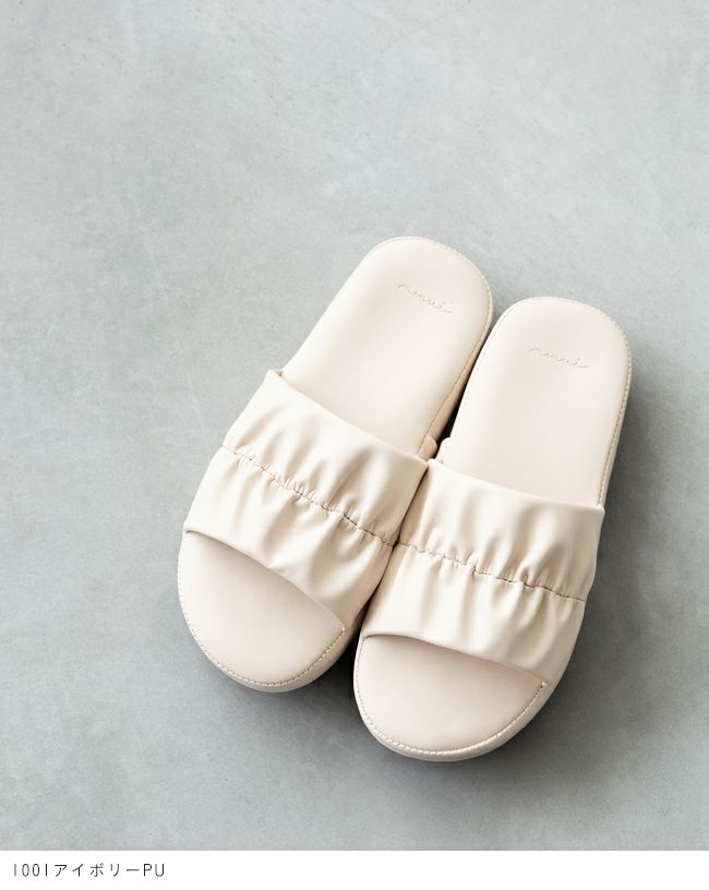 menue (メヌエ) ギャザーデザイン ミュール 整うサンダル