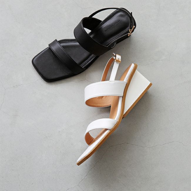 menue luxe (メヌエ リュクス) ダブルストラップ ウェッジヒールサンダル