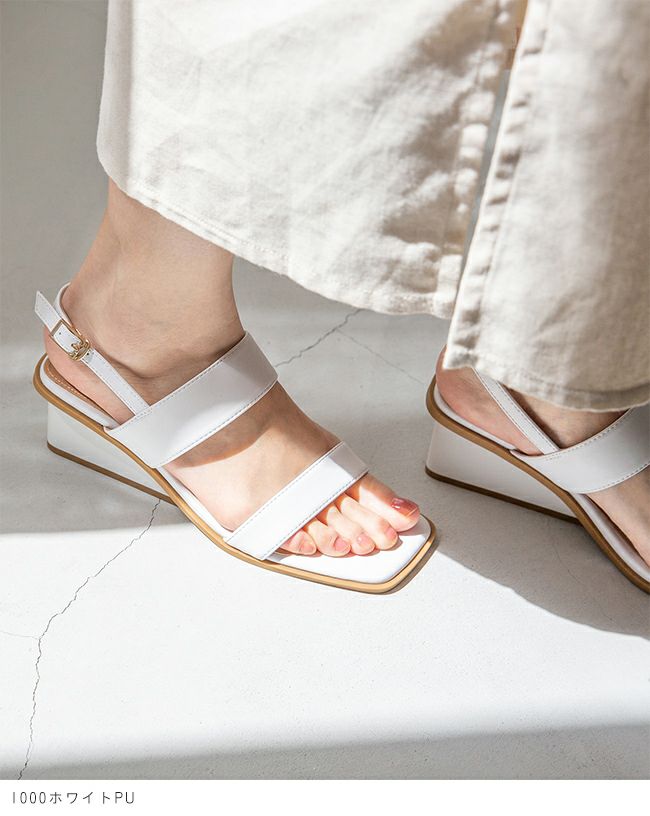 menue luxe (メヌエ リュクス) ダブルストラップ ウェッジヒール