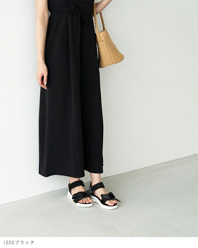 厚底 リボンスポーツサンダル